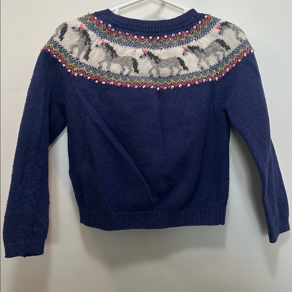 Mini Boden Kids Navy and Gray Patterned Cardigan With Unicorns 🦄 Size 4-5 - Picture 5 of 6